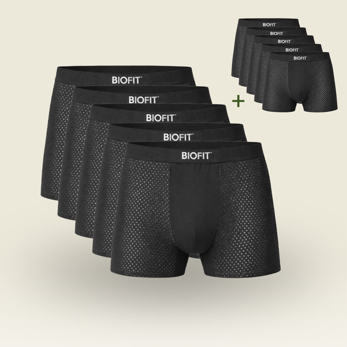 BIOFIT® Essentials Boxer Trunks 5-Pack Black | + 5 FREE