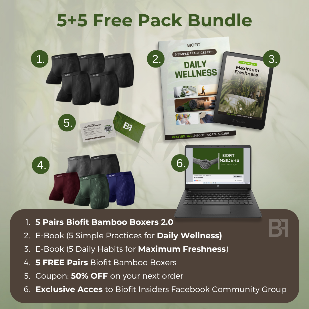 BIOFIT® Bamboo Boxers 2.0 Multicolor | 5 Pack + 5 FREE