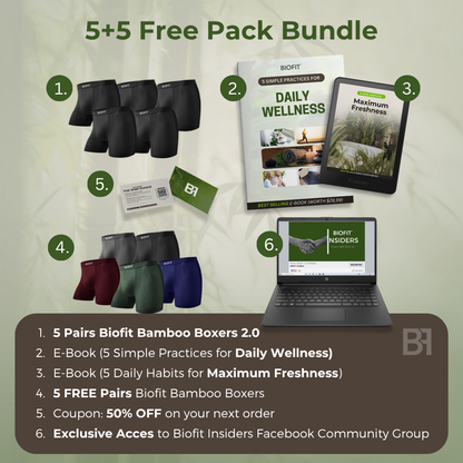 BIOFIT® Bamboo Boxers 2.0 Multicolor | 5 Pack + 5 FREE