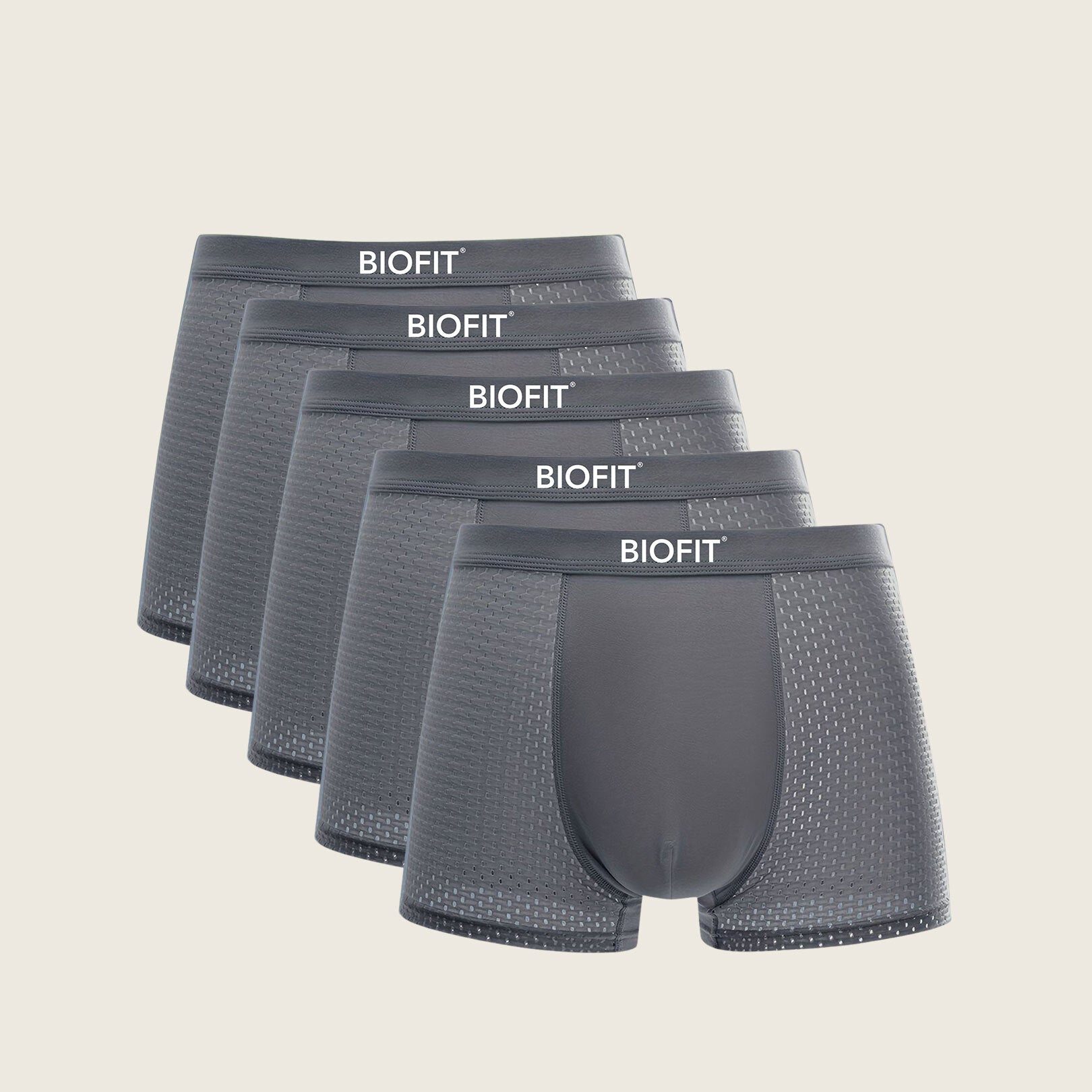 BIOFIT® Bamboe Boxershorts 5-Pack Grijs